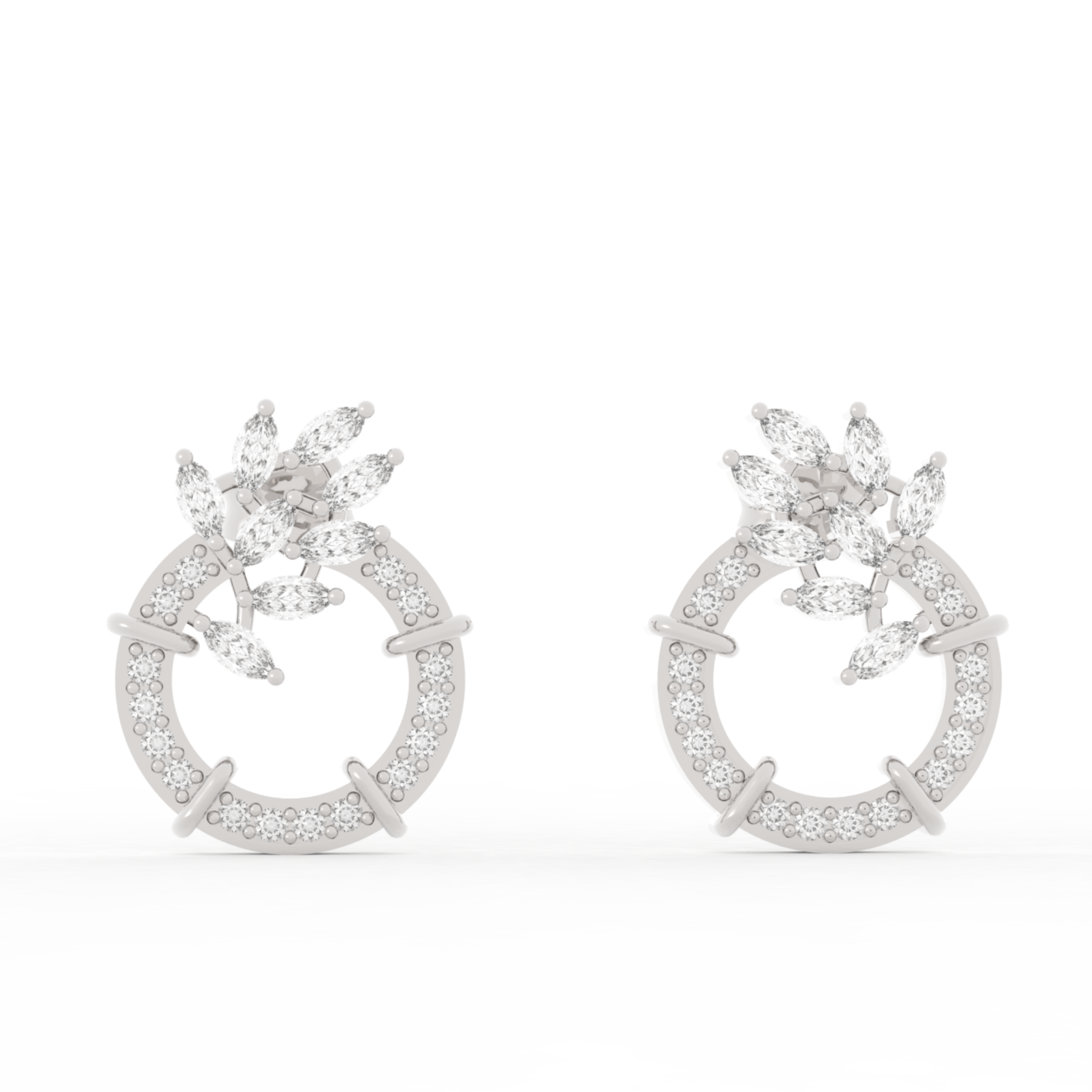 Sparkling Gemstone Cluster Circle Stud Earrings, Hallmarked 925 Sterling Silver